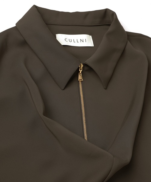 CULLNI（クルニ）の「Airy Cloth Drape Drawstring Half Zip Shirt（シャツ/ブラウス・メンズ・チャコール/ネイビー/ベージュ/ブラック・2/1/0）」の6枚目の写真