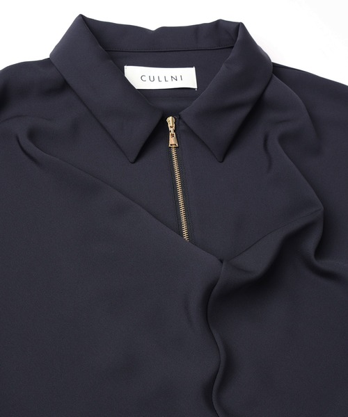 CULLNI（クルニ）の「Airy Cloth Drape Drawstring Half Zip Shirt（シャツ/ブラウス・メンズ・チャコール/ネイビー/ベージュ/ブラック・2/1/0）」の12枚目の写真