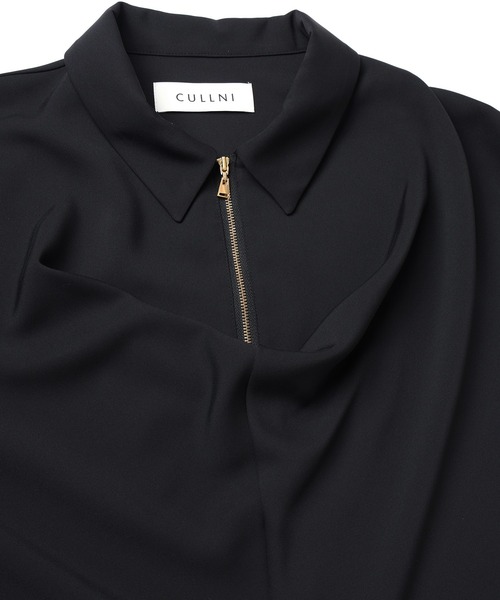 CULLNI（クルニ）の「Airy Cloth Drape Drawstring Half Zip Shirt（シャツ/ブラウス・メンズ・チャコール/ネイビー/ベージュ/ブラック・2/1/0）」の15枚目の写真
