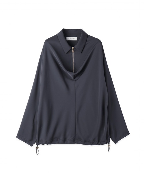 CULLNI（クルニ）の「Airy Cloth Drape Drawstring Half Zip Shirt（シャツ/ブラウス・メンズ・チャコール/ネイビー/ベージュ/ブラック・2/1/0）」の19枚目の写真
