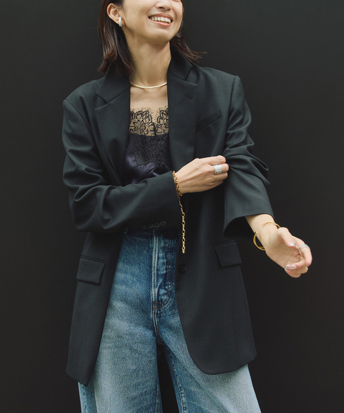 VERMEIL par iena(ヴェルメイユパーイエナ)の「TAILORED ジャケット(テーラードジャケット・レディース・カーキ/ブラック・38/40/36)」の2枚目の写真