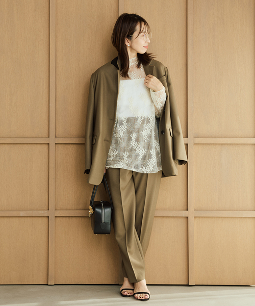 VERMEIL par iena(ヴェルメイユパーイエナ)の「TAILORED ジャケット(テーラードジャケット・レディース・カーキ/ブラック・38/40/36)」の3枚目の写真