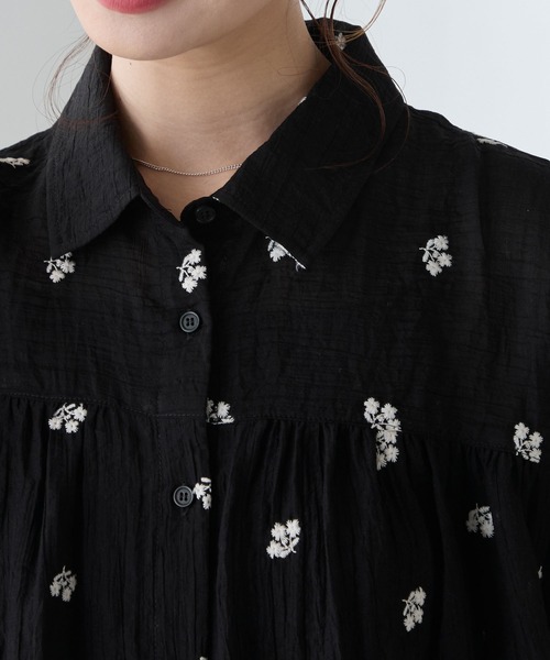 BONLECILL(ボンルシール)の「フラワー刺繍シアー半袖ブラウス(シャツ/ブラウス・レディース・ブラック/アイボリー・FREE)」の22枚目の写真