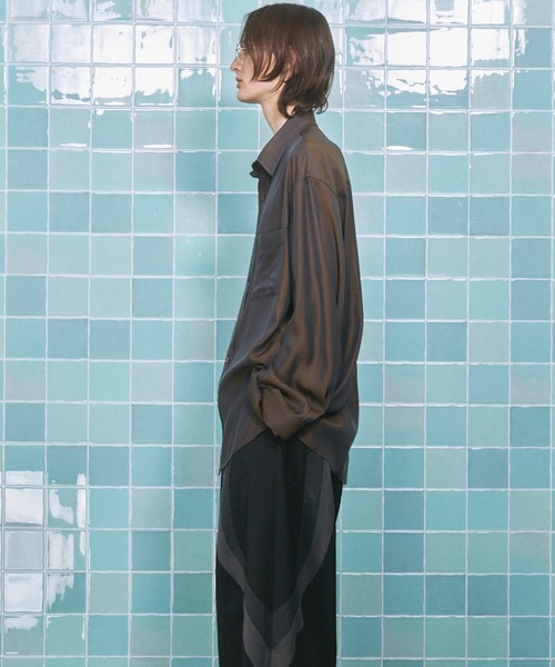 MAISON SPECIAL(メゾンスペシャル)の「《UNISEX》Calze Cupra Prime-Over Long-sleeve Shirt/カルゼキュプラプライムオーバーロングスリーブシャツ【MAISON SPECIAL/メゾンスペシャル】(シャツ/ブラウス・メンズ・ブラック/ライトグリーン/ダークブルー/オレンジ・0/1/2)」の16枚目の写真