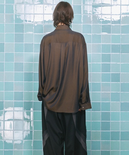 MAISON SPECIAL(メゾンスペシャル)の「《UNISEX》Calze Cupra Prime-Over Long-sleeve Shirt/カルゼキュプラプライムオーバーロングスリーブシャツ【MAISON SPECIAL/メゾンスペシャル】(シャツ/ブラウス・メンズ・ブラック/ライトグリーン/ダークブルー/オレンジ・0/1/2)」の17枚目の写真