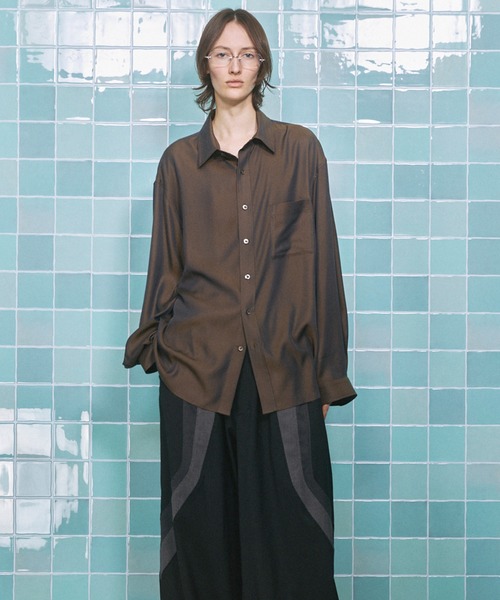 MAISON SPECIAL(メゾンスペシャル)の「《UNISEX》Calze Cupra Prime-Over Long-sleeve Shirt/カルゼキュプラプライムオーバーロングスリーブシャツ【MAISON SPECIAL/メゾンスペシャル】(シャツ/ブラウス・メンズ・ブラック/ライトグリーン/ダークブルー/オレンジ・0/1/2)」の15枚目の写真