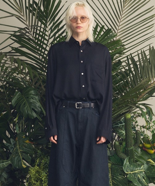 MAISON SPECIAL(メゾンスペシャル)の「《UNISEX》Calze Cupra Prime-Over Long-sleeve Shirt/カルゼキュプラプライムオーバーロングスリーブシャツ【MAISON SPECIAL/メゾンスペシャル】(シャツ/ブラウス・メンズ・ブラック/ライトグリーン/ダークブルー/オレンジ・0/1/2)」の18枚目の写真