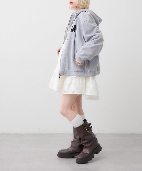 w closet（ダブルクローゼット）の「パッチワークパーカー（パーカー・レディース・ネイビー/アイボリー/グレー・FREE）」の18枚目の写真