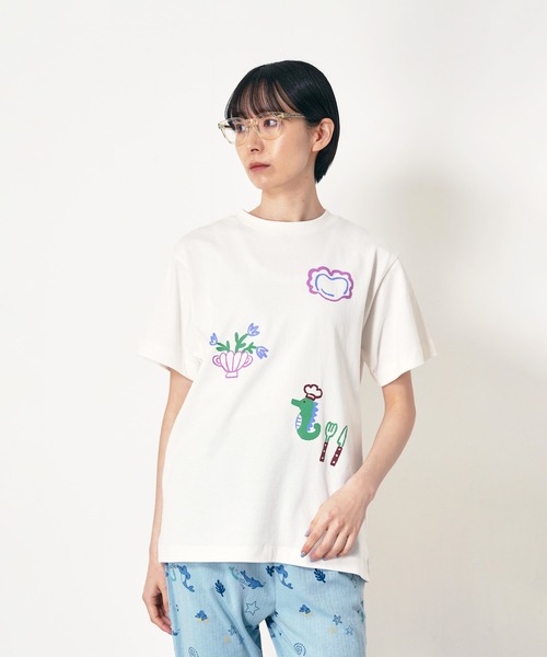 Common Noun(コモン ナウン)の「“SEA” Midori Nakajima 半袖T(Tシャツ/カットソー・レディース・ボルドー/ベージュ/ピンク/ホワイト・L/XL/M)」の2枚目の写真