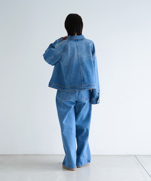 meilmada（メイルマダ）の「サイドラインストレートデニムパンツ（デニムパンツ・レディース・ブルー・LARGE/MEDIUM/SMALL）」の7枚目の写真