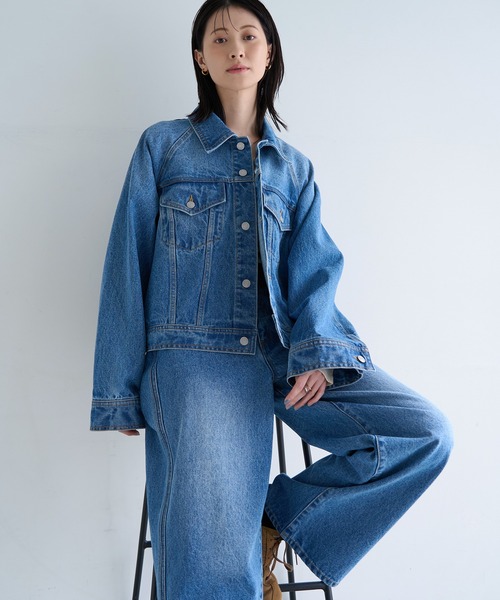 meilmada（メイルマダ）の「サイドラインストレートデニムパンツ（デニムパンツ・レディース・ブルー・LARGE/MEDIUM/SMALL）」の8枚目の写真