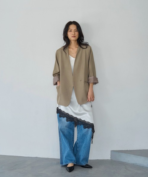 meilmada（メイルマダ）の「サイドラインストレートデニムパンツ（デニムパンツ・レディース・ブルー・LARGE/MEDIUM/SMALL）」の10枚目の写真