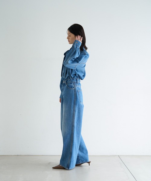 meilmada（メイルマダ）の「サイドラインストレートデニムパンツ（デニムパンツ・レディース・ブルー・LARGE/MEDIUM/SMALL）」の13枚目の写真