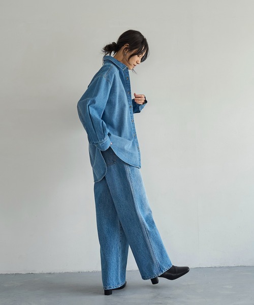 meilmada（メイルマダ）の「サイドラインストレートデニムパンツ（デニムパンツ・レディース・ブルー・LARGE/MEDIUM/SMALL）」の22枚目の写真