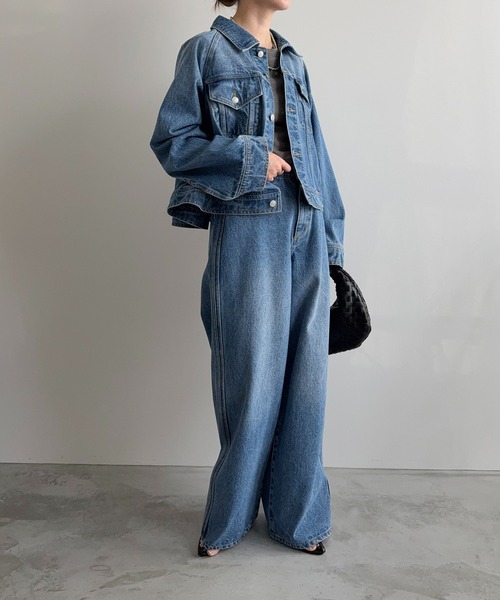 meilmada(メイルマダ)の「サイドラインストレートデニムパンツ(デニムパンツ・レディース・ブルー・LARGE/MEDIUM/SMALL)」の22枚目の写真