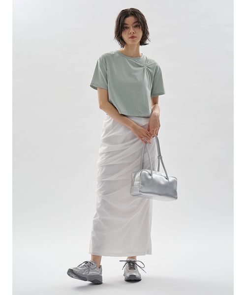 emmi（エミ）の「サイドタックナロースカート/撥水【セットアップ対応】（スカート・レディース・ブラック/チェック/ホワイト・1/0）」の18枚目の写真