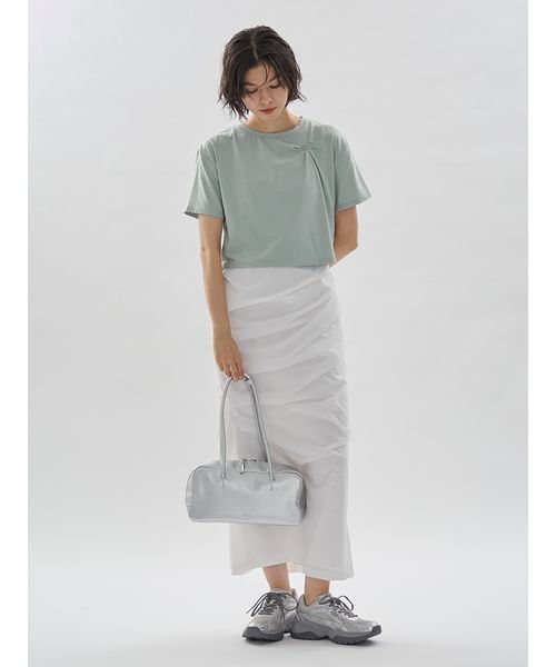 emmi（エミ）の「サイドタックナロースカート/撥水【セットアップ対応】（スカート・レディース・ブラック/チェック/ホワイト・1/0）」の19枚目の写真