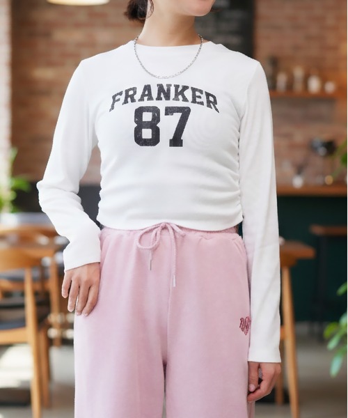 FUN(ファン)の「ナンバリングリブカットソー(Tシャツ/カットソー・レディース・ブラック/カモフラージュ/オフホワイト・FREE)」の3枚目の写真