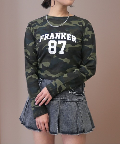 FUN(ファン)の「ナンバリングリブカットソー(Tシャツ/カットソー・レディース・ブラック/カモフラージュ/オフホワイト・FREE)」の2枚目の写真