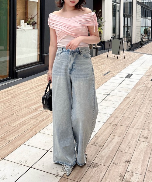 SOELA(ソエラ)の「ギャザークロスオフショルトップス(Tシャツ/カットソー・レディース・ブラック/ピンク/オフホワイト・FREE)」の11枚目の写真