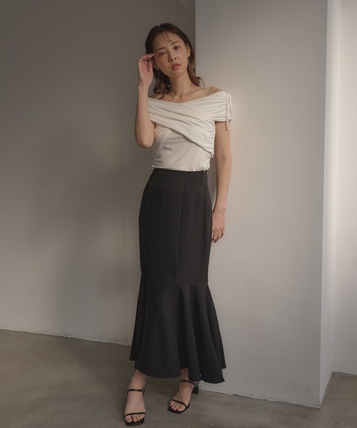 SOELA(ソエラ)の「ギャザークロスオフショルトップス(Tシャツ/カットソー・レディース・ブラック/ピンク/オフホワイト・FREE)」の18枚目の写真