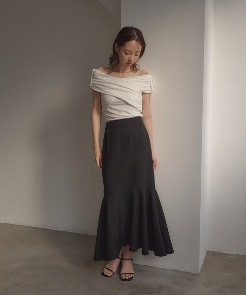 SOELA(ソエラ)の「ギャザークロスオフショルトップス(Tシャツ/カットソー・レディース・ブラック/ピンク/オフホワイト・FREE)」の19枚目の写真