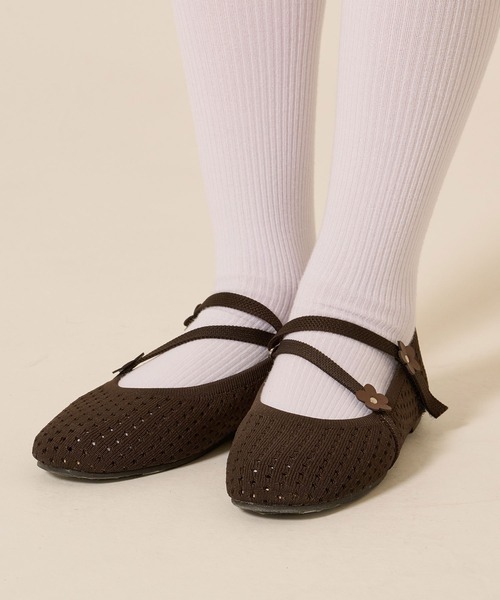 TINA:JOJUN(ティーナジョジュン)の「フラワー ニット バレエシューズ TINA:JOJUN(バレエシューズ・レディース・サックスブルー/ブラウン・L/M/S)」の2枚目の写真
