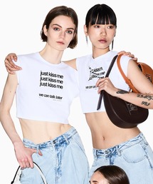 【A|X アルマーニ エクスチェンジ】メッセージデザイン 半袖クルーネックTシャツ/SUPER CROPPED
