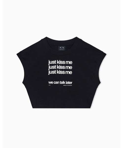 ARMANI EXCHANGE（アルマーニエクスチェンジ）の「【A|X アルマーニ エクスチェンジ】メッセージデザイン 半袖クルーネックTシャツ/SUPER CROPPED（Tシャツ/カットソー・レディース・ブラック/ホワイト・X-SMALL/SMALL/MEDIUM/LARGE）」の8枚目の写真