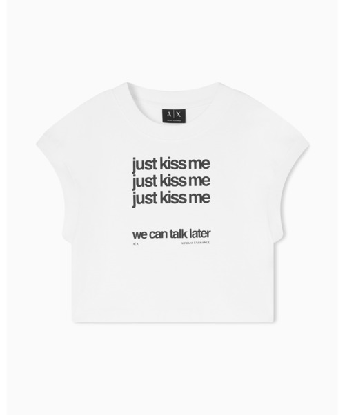 ARMANI EXCHANGE（アルマーニエクスチェンジ）の「【A|X アルマーニ エクスチェンジ】メッセージデザイン 半袖クルーネックTシャツ/SUPER CROPPED（Tシャツ/カットソー・レディース・ブラック/ホワイト・X-SMALL/SMALL/MEDIUM/LARGE）」の9枚目の写真