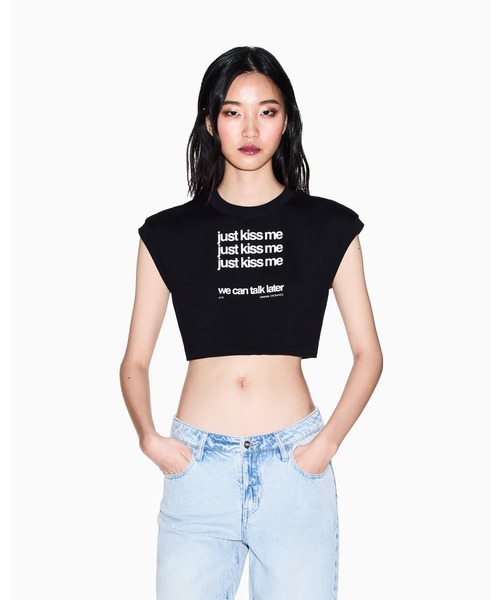 ARMANI EXCHANGE（アルマーニエクスチェンジ）の「【A|X アルマーニ エクスチェンジ】メッセージデザイン 半袖クルーネックTシャツ/SUPER CROPPED（Tシャツ/カットソー・レディース・ブラック/ホワイト・X-SMALL/SMALL/MEDIUM/LARGE）」の10枚目の写真