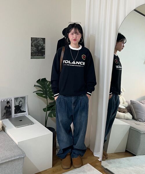 TOLANCE(トランス)の「カラー ブロック スウェット マンツーマン - 3カラー(スウェット・メンズ・ブラック/ダークブルー/グレー・LARGE/X-LARGE)」の9枚目の写真