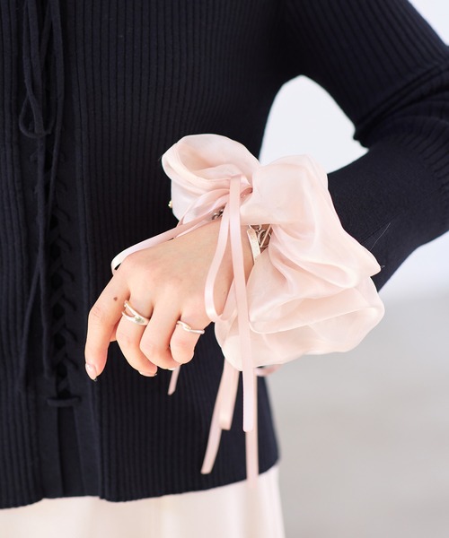 VIS（ビス）の「シフォンリボンシュシュ（シュシュ・レディース・ブラック/ベージュ・FREE）」の10枚目の写真