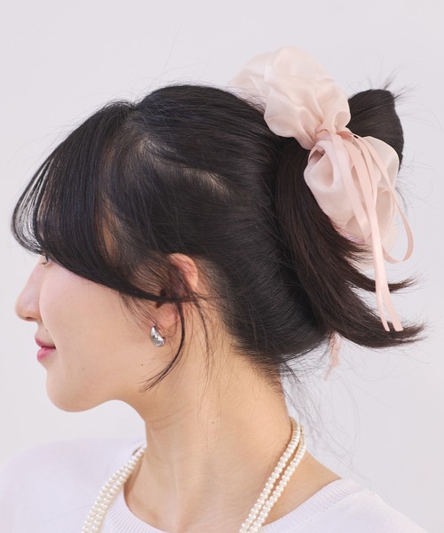 VIS（ビス）の「シフォンリボンシュシュ（シュシュ・レディース・ブラック/ベージュ・FREE）」の9枚目の写真