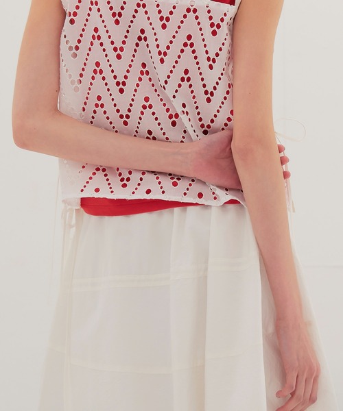DRESSLAVE(ドレスレイブ)の「irregular curve line gather long skirt(イレギュラーカーブラインギャザーロングスカート)(スカート・レディース・ホワイト/グリーン・38)」の9枚目の写真