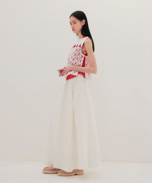 DRESSLAVE(ドレスレイブ)の「irregular curve line gather long skirt(イレギュラーカーブラインギャザーロングスカート)(スカート・レディース・ホワイト/グリーン・38)」の11枚目の写真