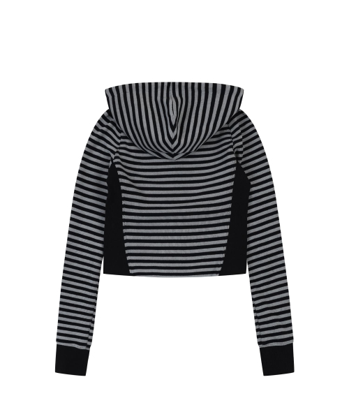 ORDINARY HOLIDAY（オーディナリー ホリデー）の「STRIPE JERSEY SLIM HOODIE [BLACK]（パーカー・レディース・その他・FREE）」の3枚目の写真