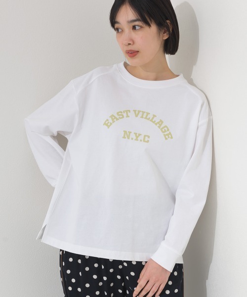 OMNES(オムネス)の「ロゴプリント長袖Tシャツ EASTVILLAGE(Tシャツ/カットソー・レディース・ピンク/ライトグレー/ネイビー/ホワイト・MEDIUM/X-LARGE/LARGE)」の2枚目の写真