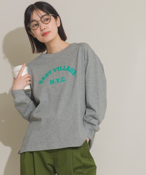 OMNES(オムネス)の「ロゴプリント長袖Tシャツ EASTVILLAGE(Tシャツ/カットソー・レディース・ピンク/ライトグレー/ネイビー/ホワイト・MEDIUM/X-LARGE/LARGE)」の3枚目の写真