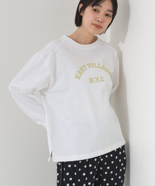 OMNES(オムネス)の「ロゴプリント長袖Tシャツ EASTVILLAGE(Tシャツ/カットソー・レディース・ピンク/ライトグレー/ネイビー/ホワイト・MEDIUM/X-LARGE/LARGE)」の9枚目の写真
