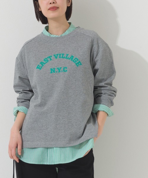 OMNES(オムネス)の「ロゴプリント長袖Tシャツ EASTVILLAGE(Tシャツ/カットソー・レディース・ピンク/ライトグレー/ネイビー/ホワイト・MEDIUM/X-LARGE/LARGE)」の10枚目の写真