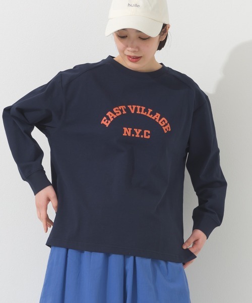 OMNES(オムネス)の「ロゴプリント長袖Tシャツ EASTVILLAGE(Tシャツ/カットソー・レディース・ピンク/ライトグレー/ネイビー/ホワイト・MEDIUM/X-LARGE/LARGE)」の19枚目の写真