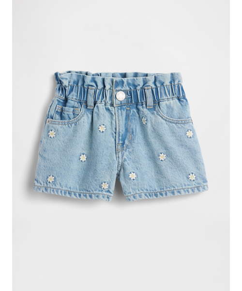 GAP(ギャップ)の「刺しゅう デニム ストライド ショートパンツ (幼児・ベビー)(デニムパンツ・キッズ・ライトインディゴブルー・100cm/90cm/70cm/80cm/95cm/105cm/110cm)」の1枚目の写真