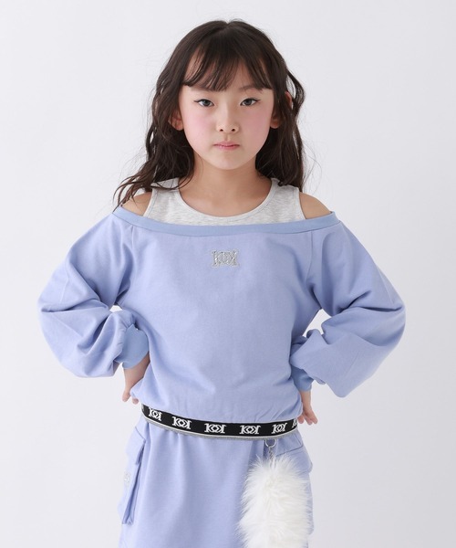 10C REPIPI(ジューシーレピピ)の「【10C REPIPI】HEMロゴオフショルスウェット(スウェット・キッズ・ブラック/サックスブルー/グレー・130cm/140cm/110cm/120cm)」の3枚目の写真