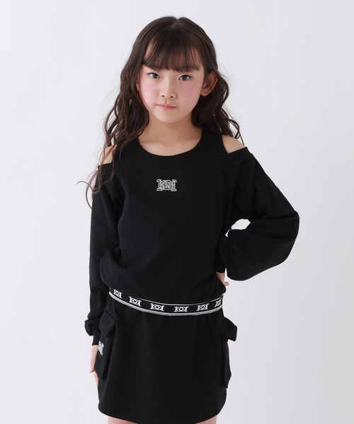 10C REPIPI(ジューシーレピピ)の「【10C REPIPI】HEMロゴオフショルスウェット(スウェット・キッズ・ブラック/サックスブルー/グレー・130cm/140cm/110cm/120cm)」の7枚目の写真