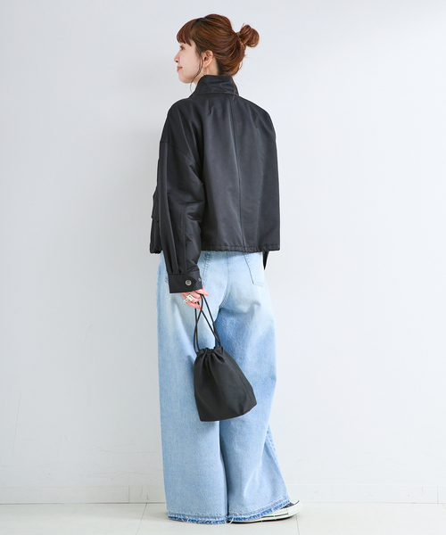 B.C STOCK（ベーセーストック）の「スタンドショートブルゾン（ブルゾン・レディース・ベージュ/ブラック・FREE）」の5枚目の写真