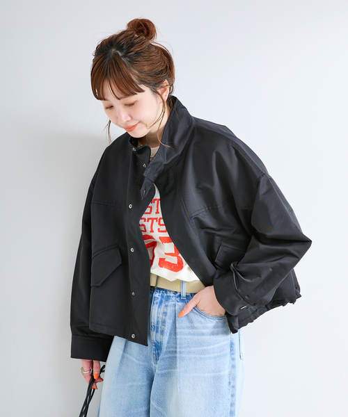 B.C STOCK（ベーセーストック）の「スタンドショートブルゾン（ブルゾン・レディース・ベージュ/ブラック・FREE）」の6枚目の写真