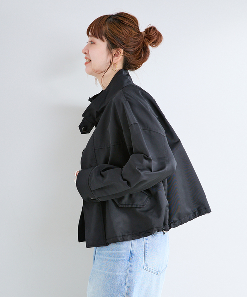 B.C STOCK（ベーセーストック）の「スタンドショートブルゾン（ブルゾン・レディース・ベージュ/ブラック・FREE）」の7枚目の写真