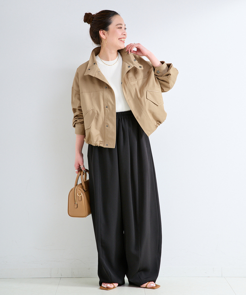 B.C STOCK（ベーセーストック）の「スタンドショートブルゾン（ブルゾン・レディース・ベージュ/ブラック・FREE）」の10枚目の写真