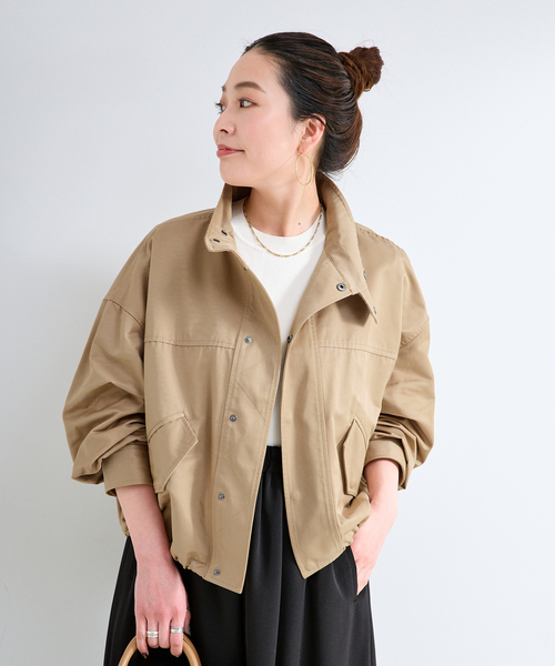 B.C STOCK（ベーセーストック）の「スタンドショートブルゾン（ブルゾン・レディース・ベージュ/ブラック・FREE）」の14枚目の写真